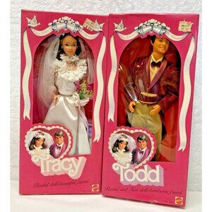 Mattel "Tracy & Todd" Bride and Groom 1982 NRFB 4103 Philippines 4253 Taiwan